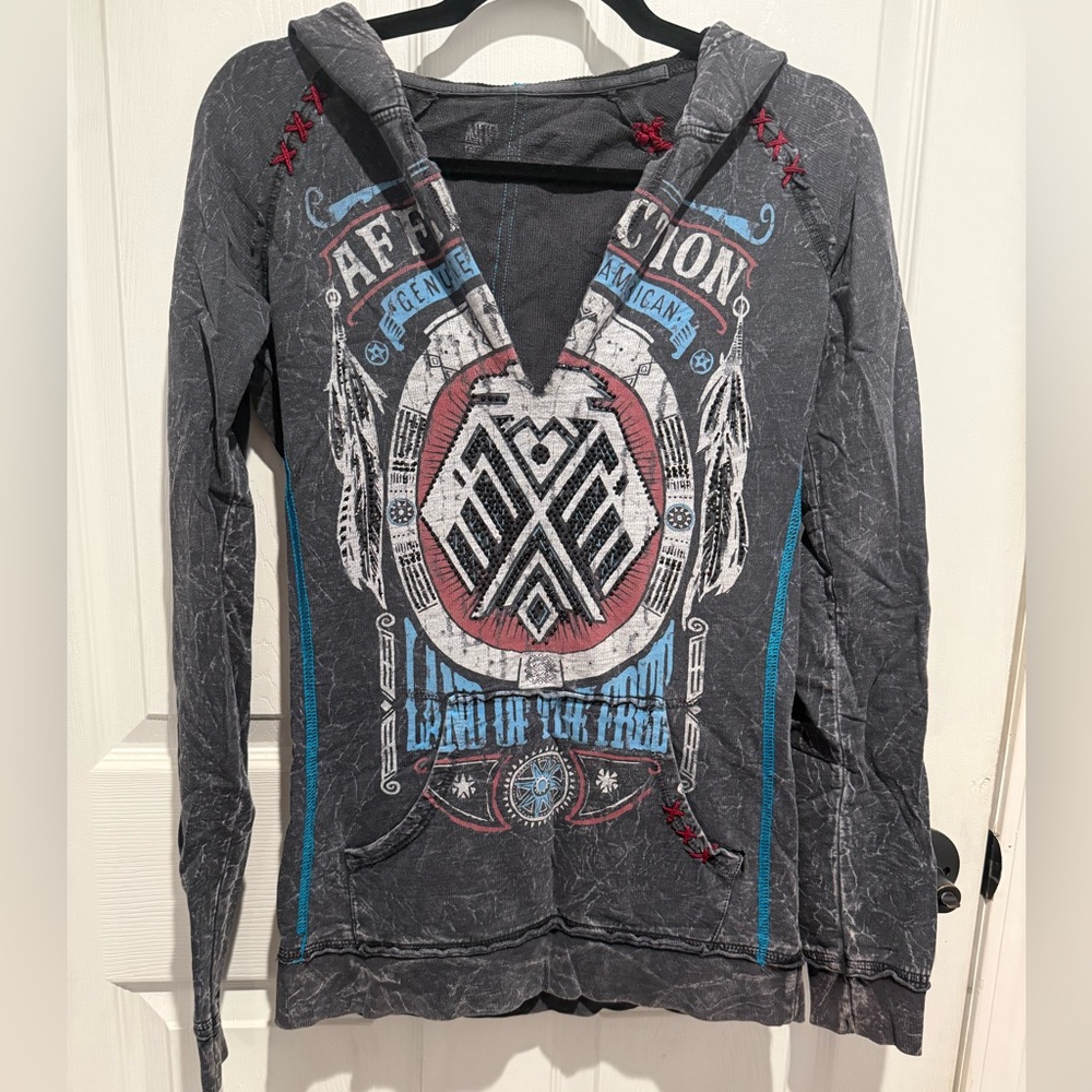 Affliction Hoodie with Tribal Graphics
